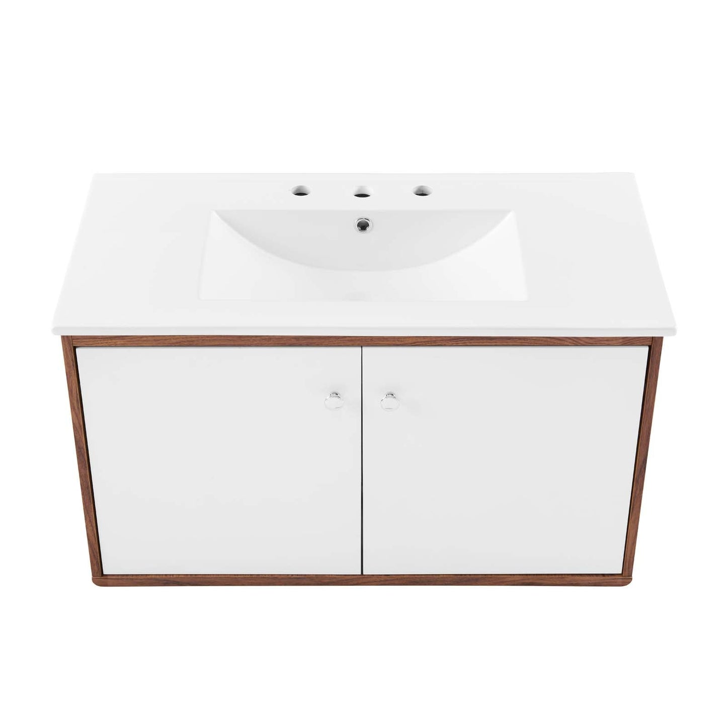 Transmit 36" Wall-Mount Bathroom Vanity Walnut White EEI-4434-WAL-WHI