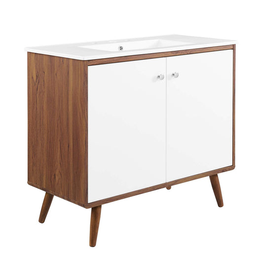 Transmit 36" Bathroom Vanity Walnut White EEI-4435-WAL-WHI