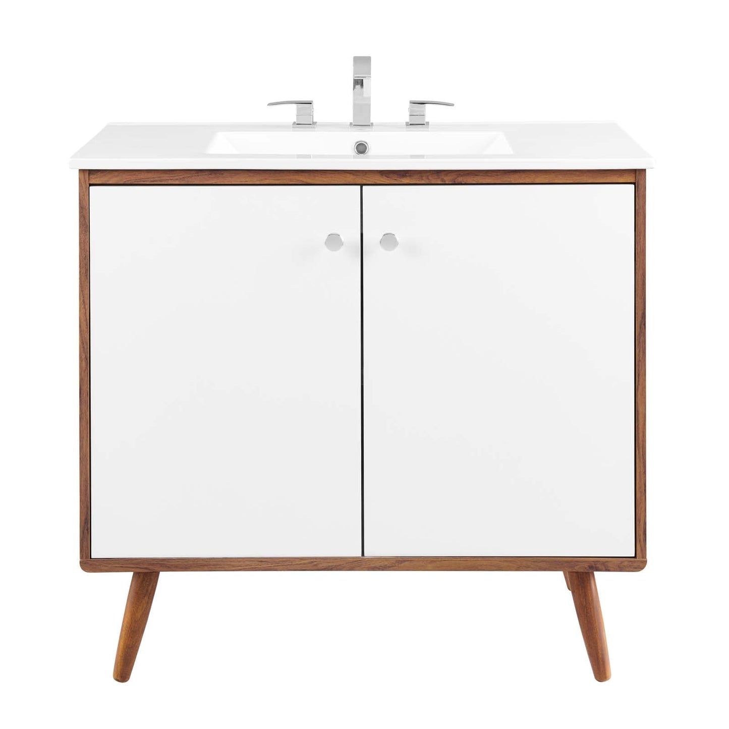 Transmit 36" Bathroom Vanity Walnut White EEI-4435-WAL-WHI