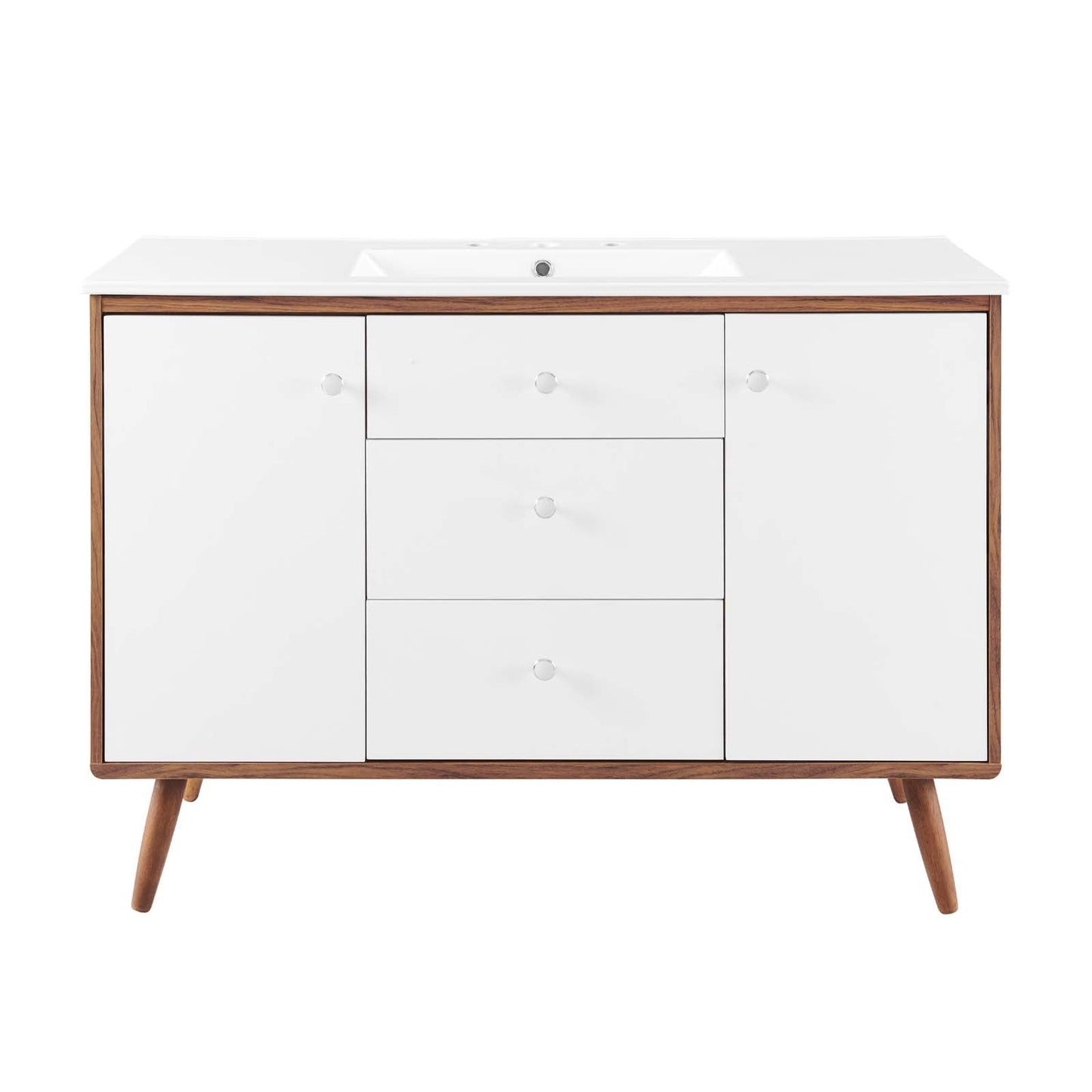 Transmit 48" Single Sink Bathroom Vanity Walnut White EEI-4438-WAL-WHI