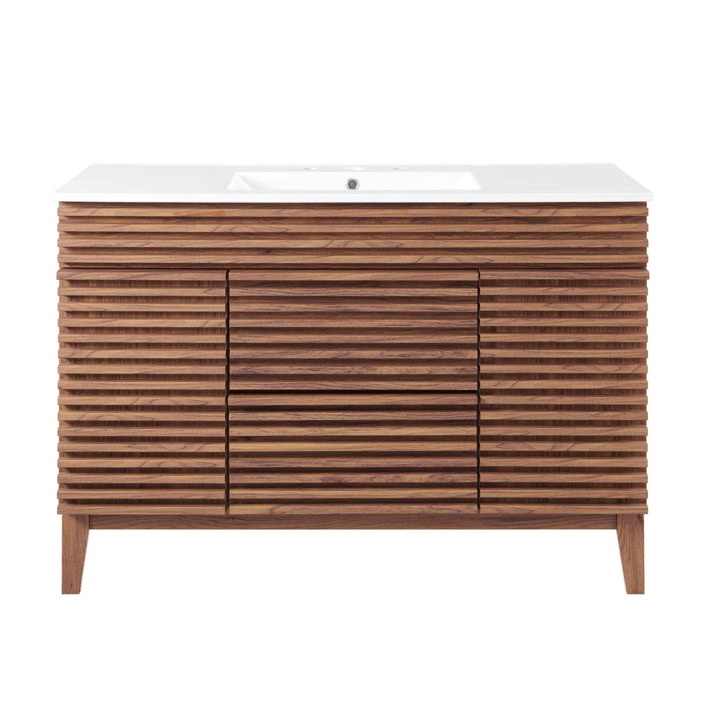 Render 48" Single Sink Bathroom Vanity Walnut White EEI-4439-WAL-WHI