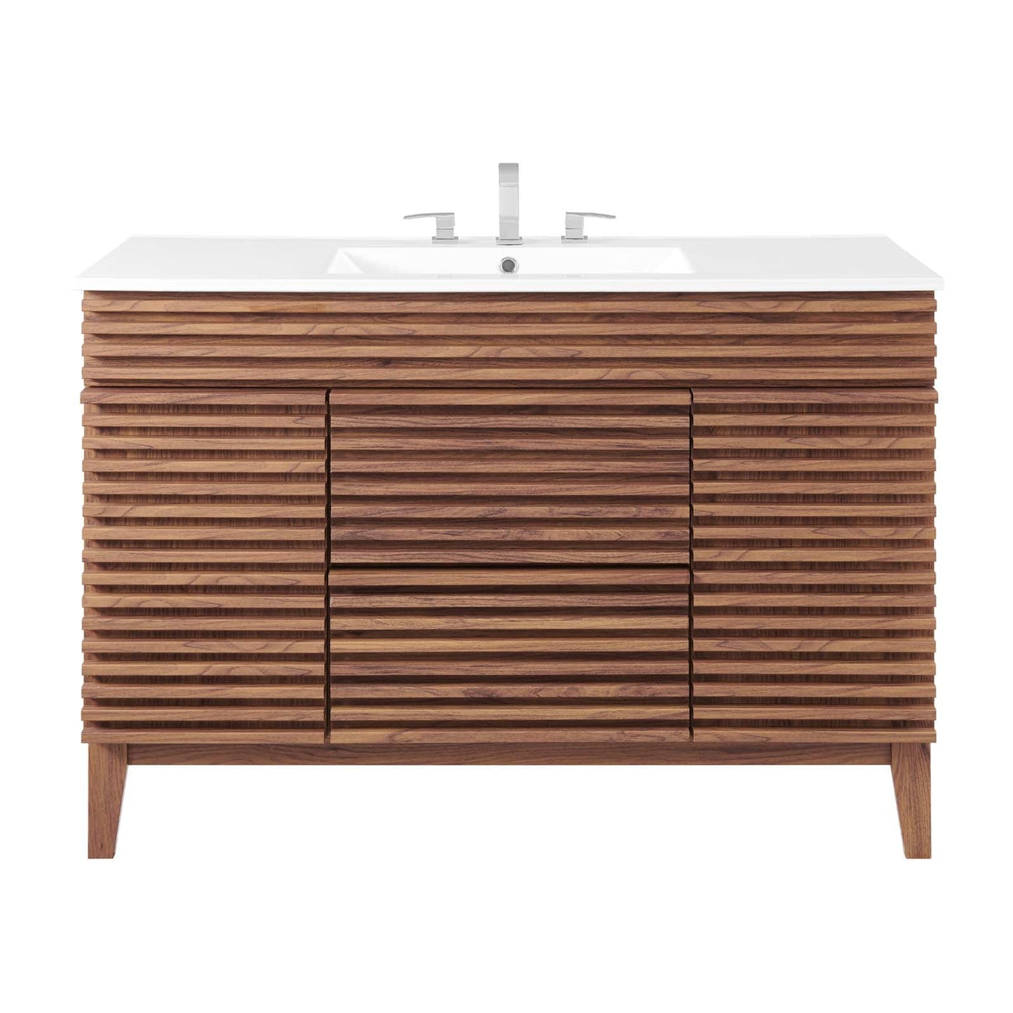 Render 48" Single Sink Bathroom Vanity Walnut White EEI-4439-WAL-WHI