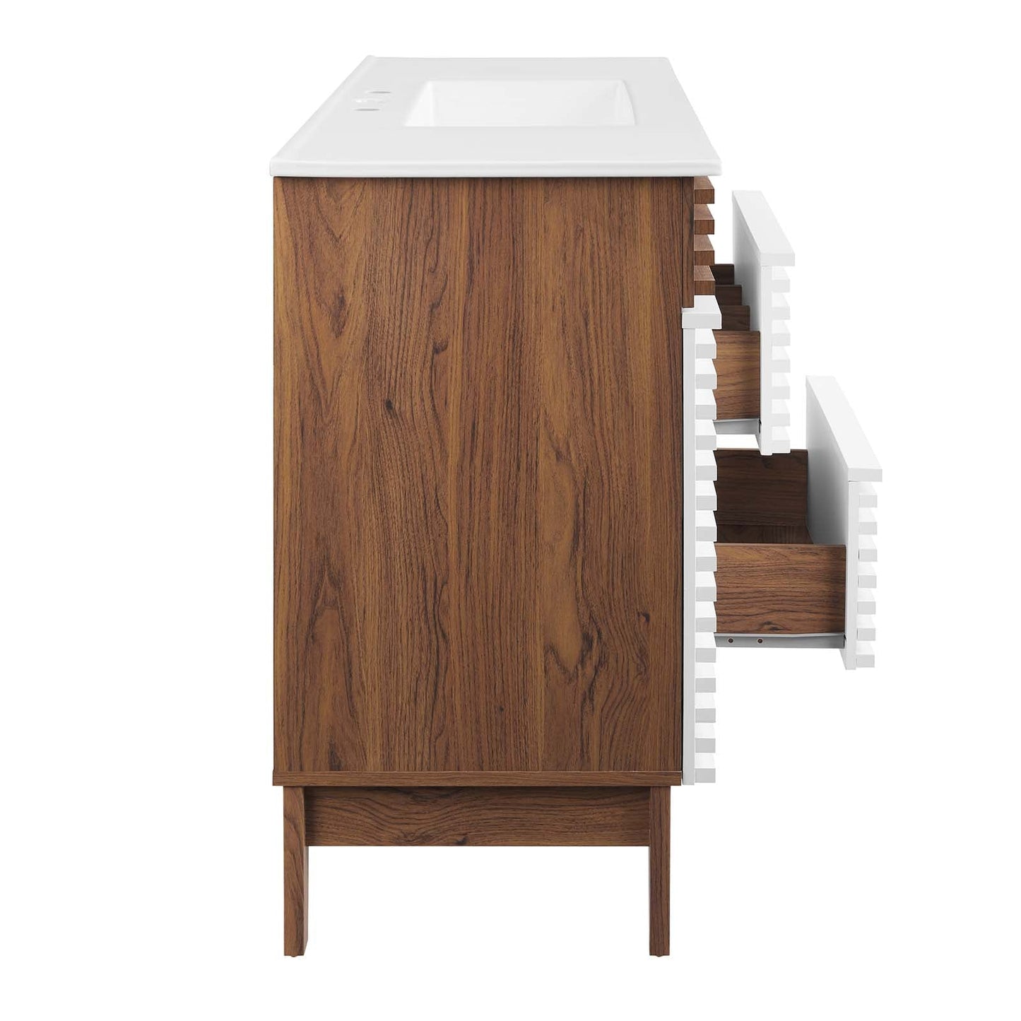 Render 48" Single Sink Bathroom Vanity White Walnut White EEI-4439-WHI-WAL-WHI