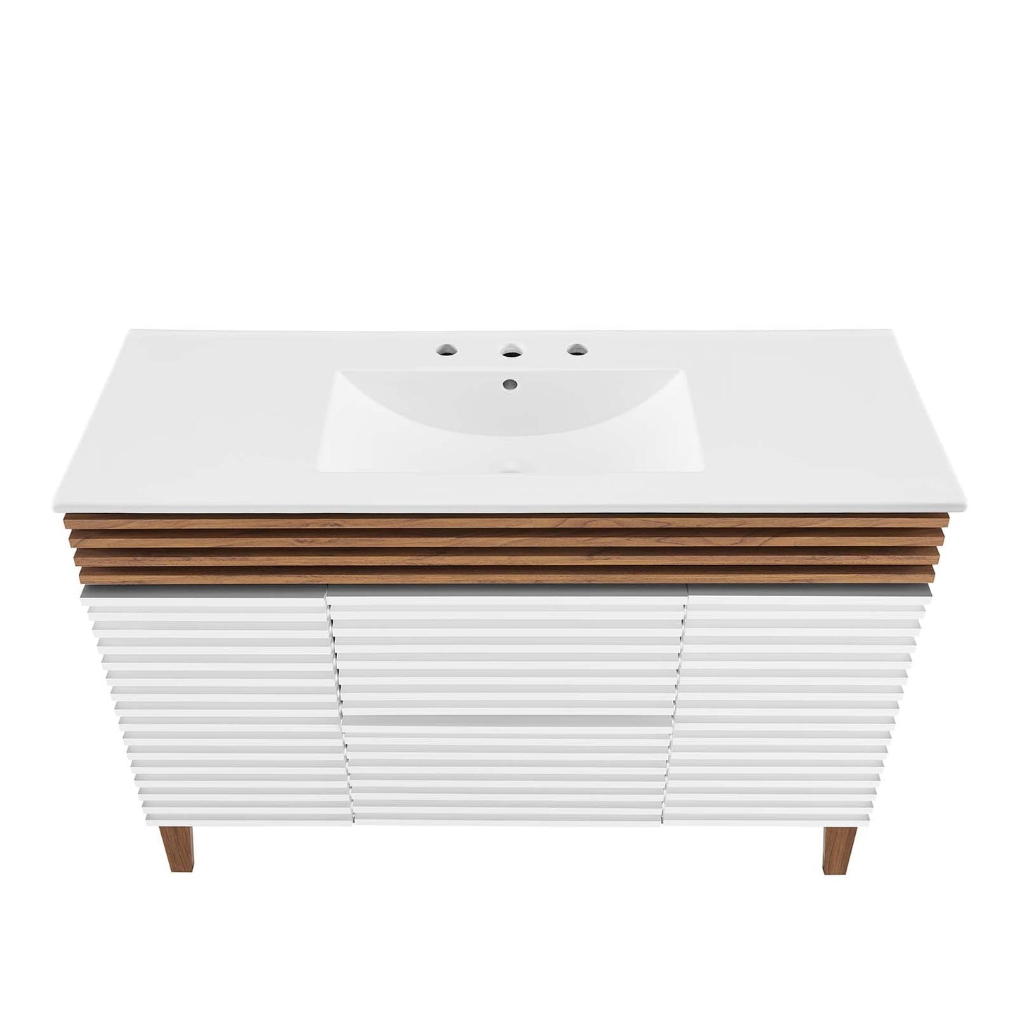 Render 48" Single Sink Bathroom Vanity White Walnut White EEI-4439-WHI-WAL-WHI