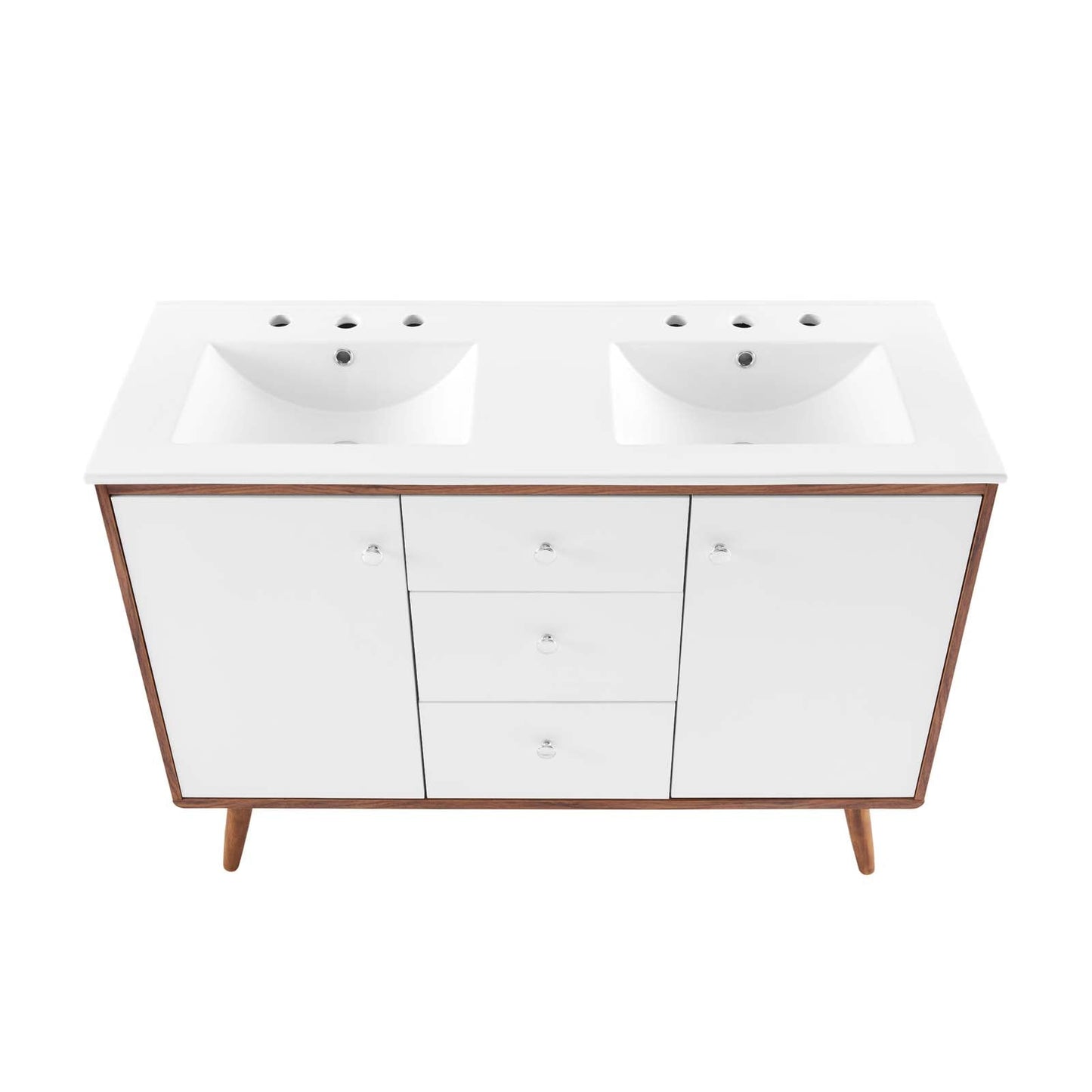 Transmit 48" Double Sink Bathroom Vanity Walnut White EEI-4440-WAL-WHI