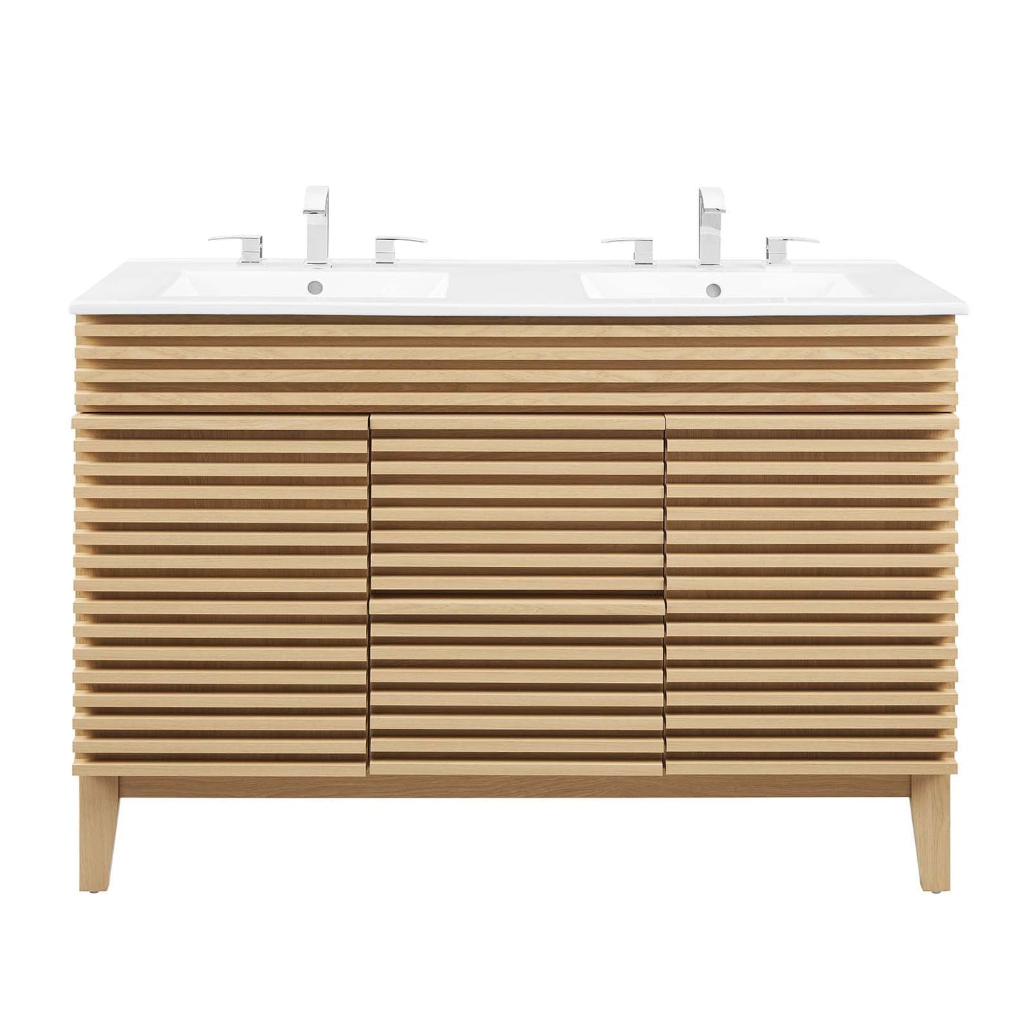 Render 48" Double Sink Bathroom Vanity Oak White EEI-4441-OAK-WHI