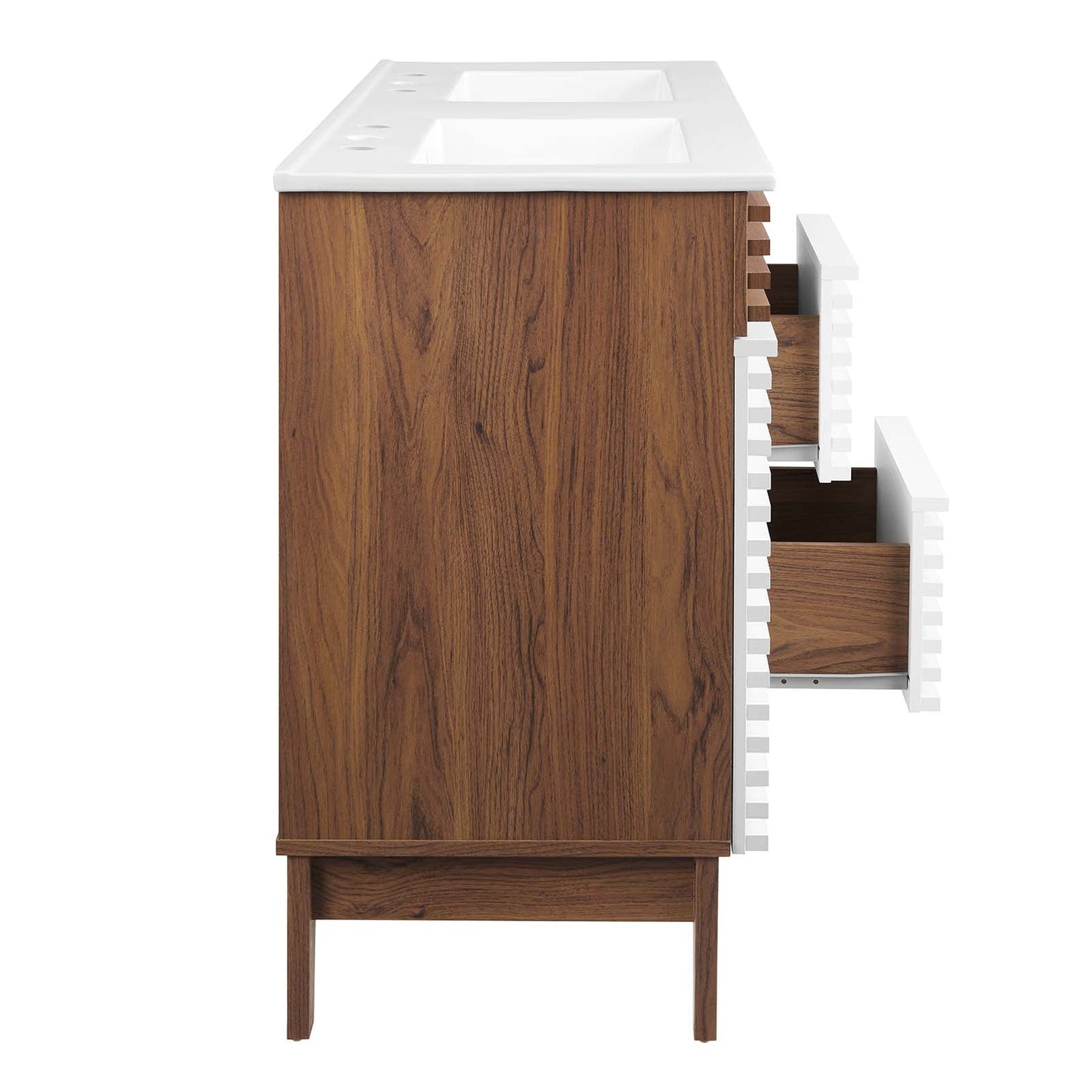 Render 48" Double Sink Bathroom Vanity White Walnut White EEI-4441-WHI-WAL-WHI