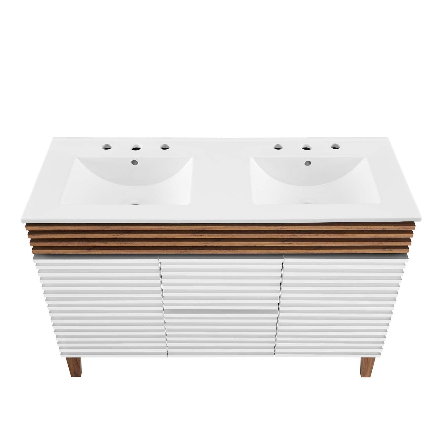 Render 48" Double Sink Bathroom Vanity White Walnut White EEI-4441-WHI-WAL-WHI