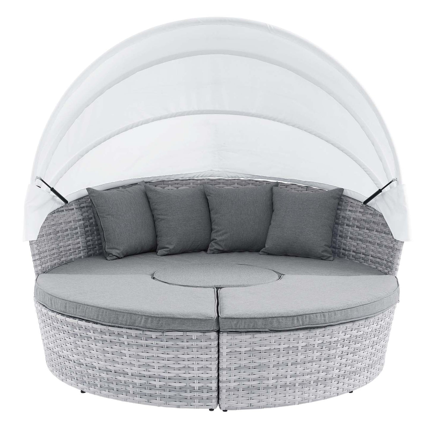 Scottsdale Canopy Outdoor Patio Daybed Light Gray Gray EEI-4442-LGR-GRY