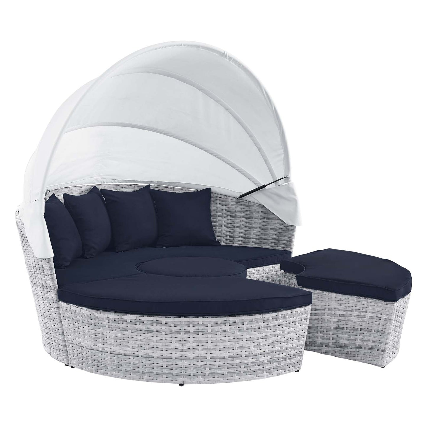 Scottsdale Canopy Outdoor Patio Daybed Light Gray Navy EEI-4442-LGR-NAV