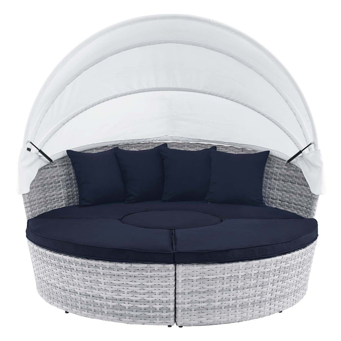 Scottsdale Canopy Outdoor Patio Daybed Light Gray Navy EEI-4442-LGR-NAV