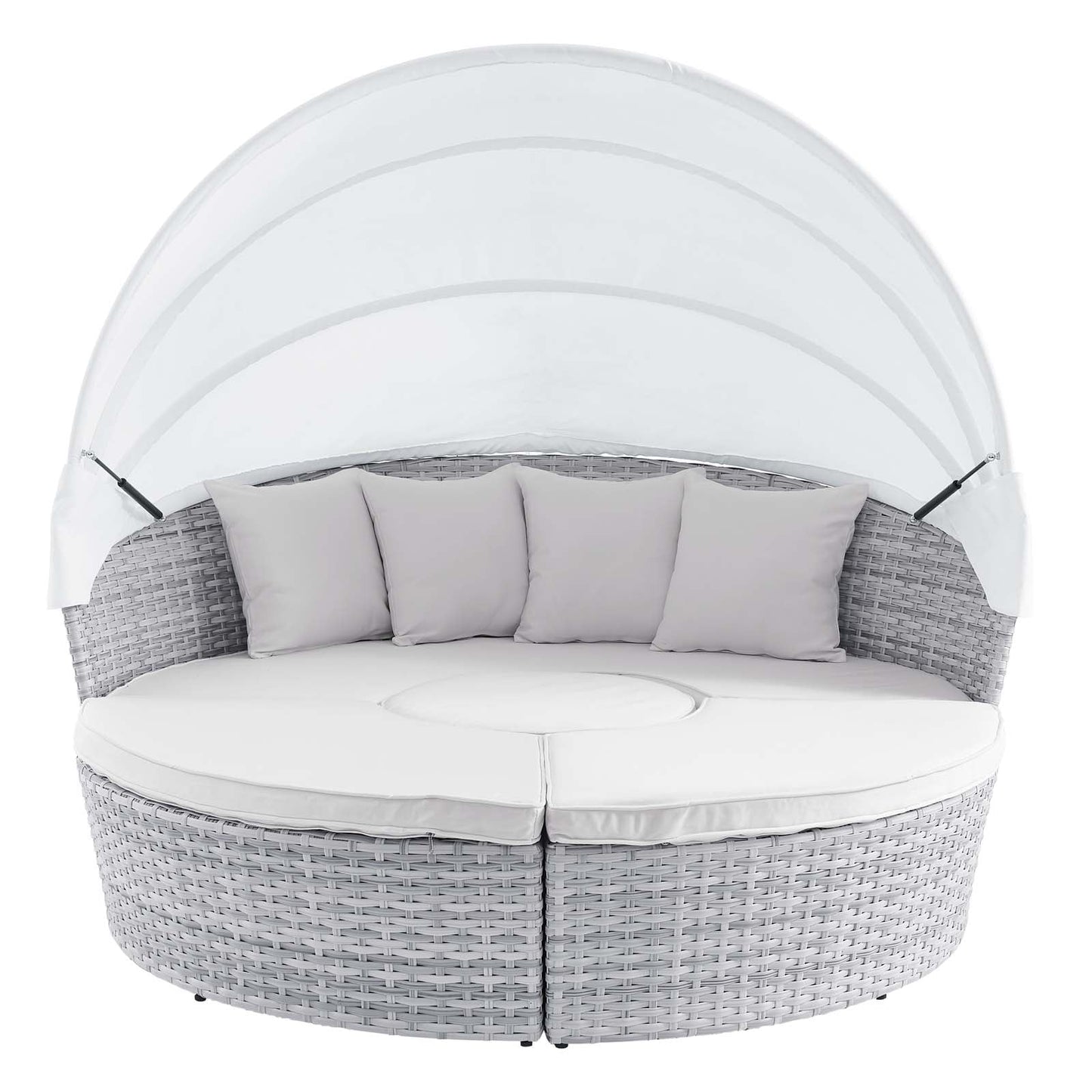 Scottsdale Canopy Outdoor Patio Daybed Light Gray White EEI-4442-LGR-WHI