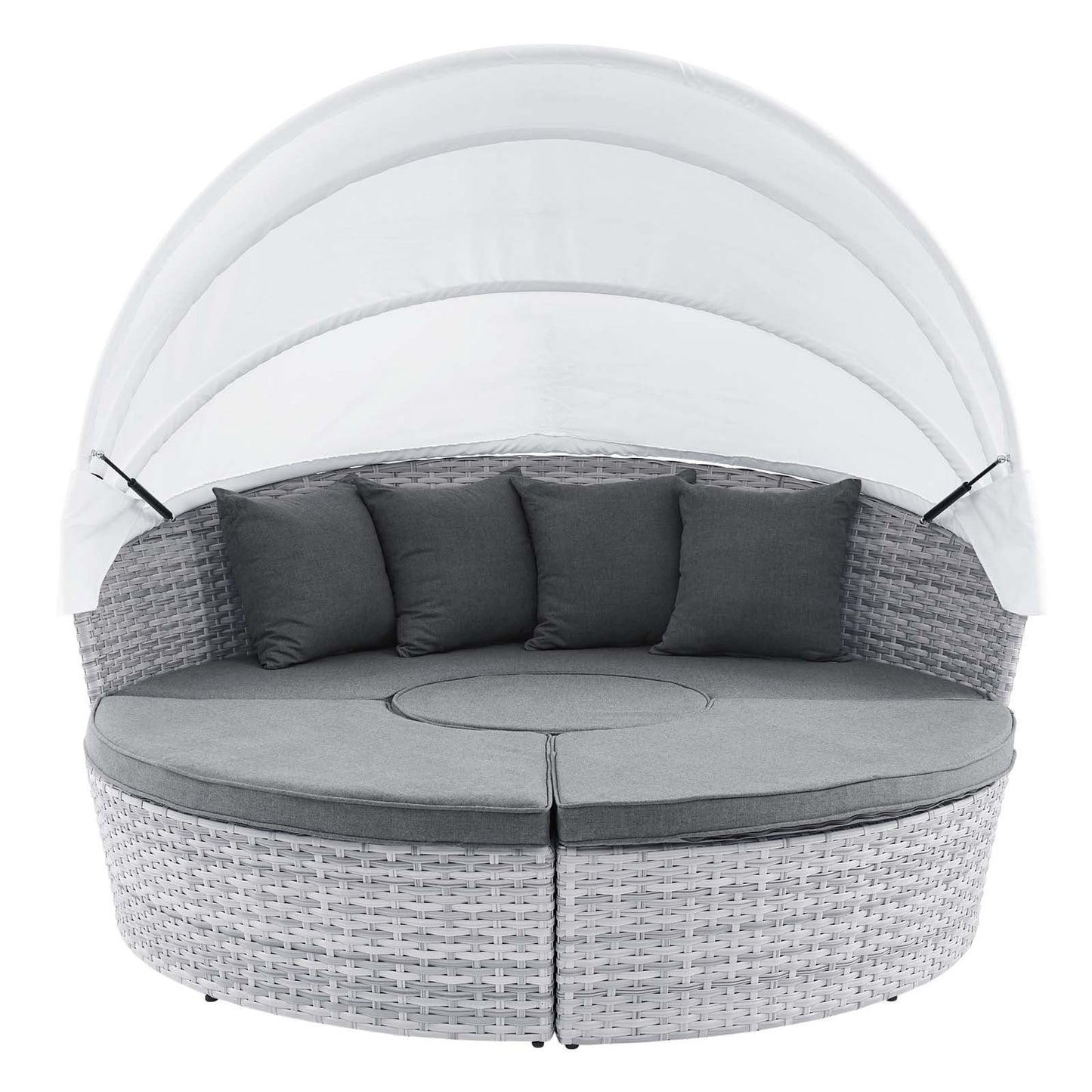 Scottsdale Canopy Sunbrella® Outdoor Patio Daybed Light Gray Gray EEI-4443-LGR-SLA