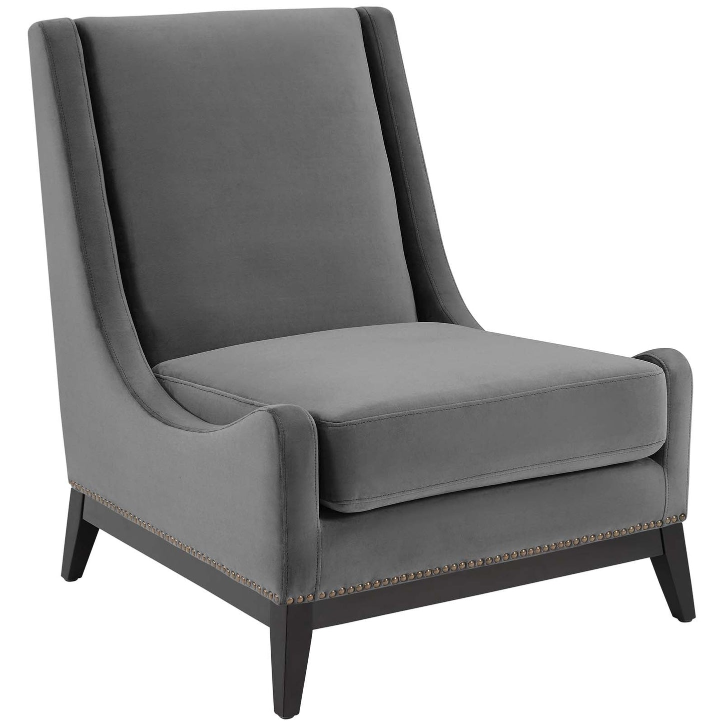 Confident Lounge Chair Upholstered Performance Velvet Set of 2 Gray EEI-4487-GRY