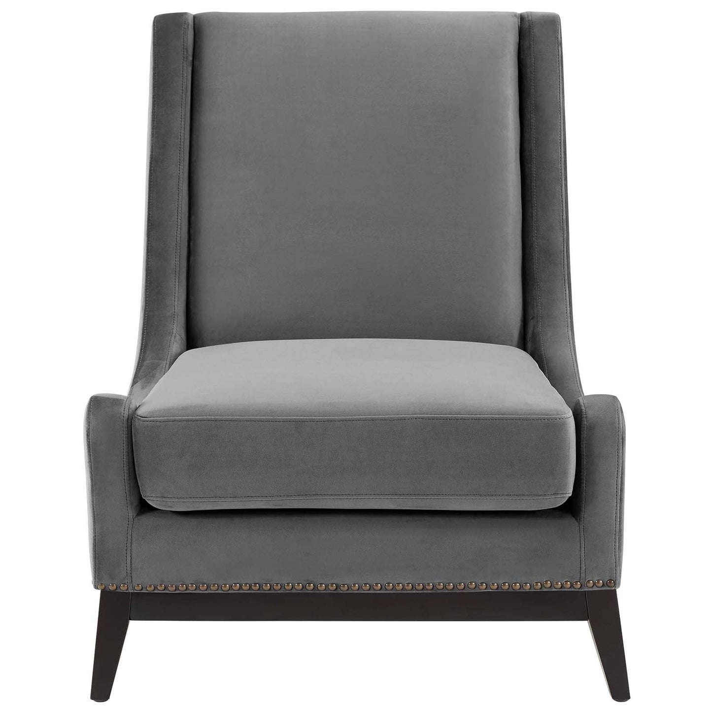 Confident Lounge Chair Upholstered Performance Velvet Set of 2 Gray EEI-4487-GRY