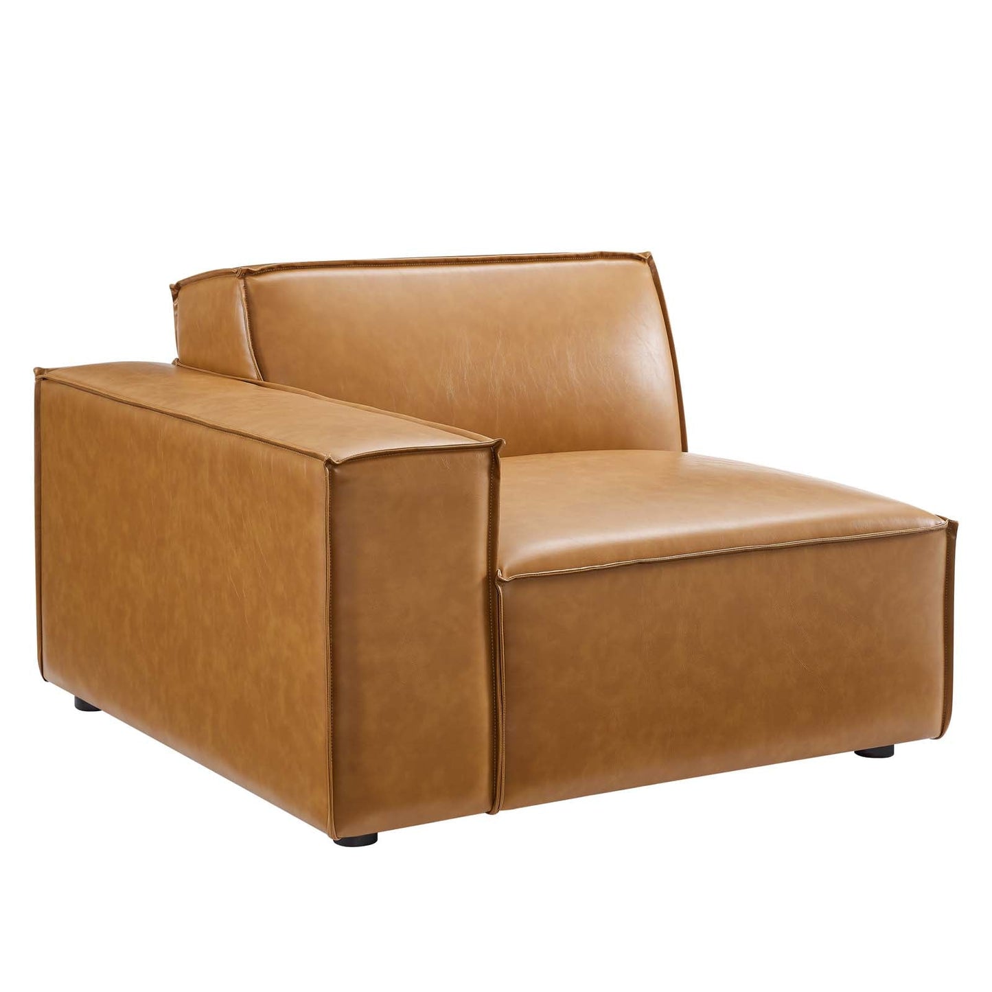 Restore Left-Arm Vegan Leather Sectional Sofa Chair Tan EEI-4492-TAN