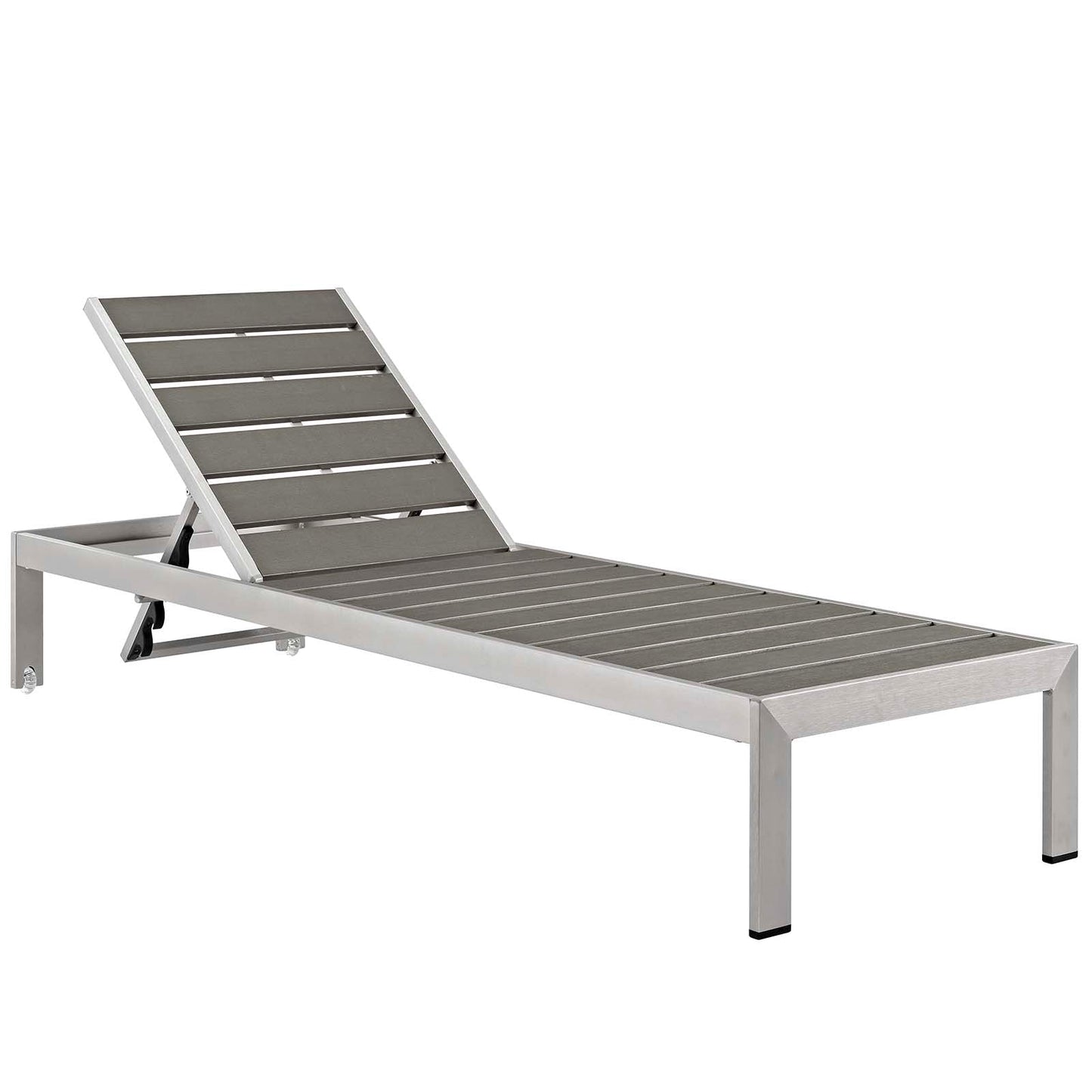 Shore Outdoor Patio Aluminum Chaise with Cushions Silver Navy EEI-4502-SLV-NAV