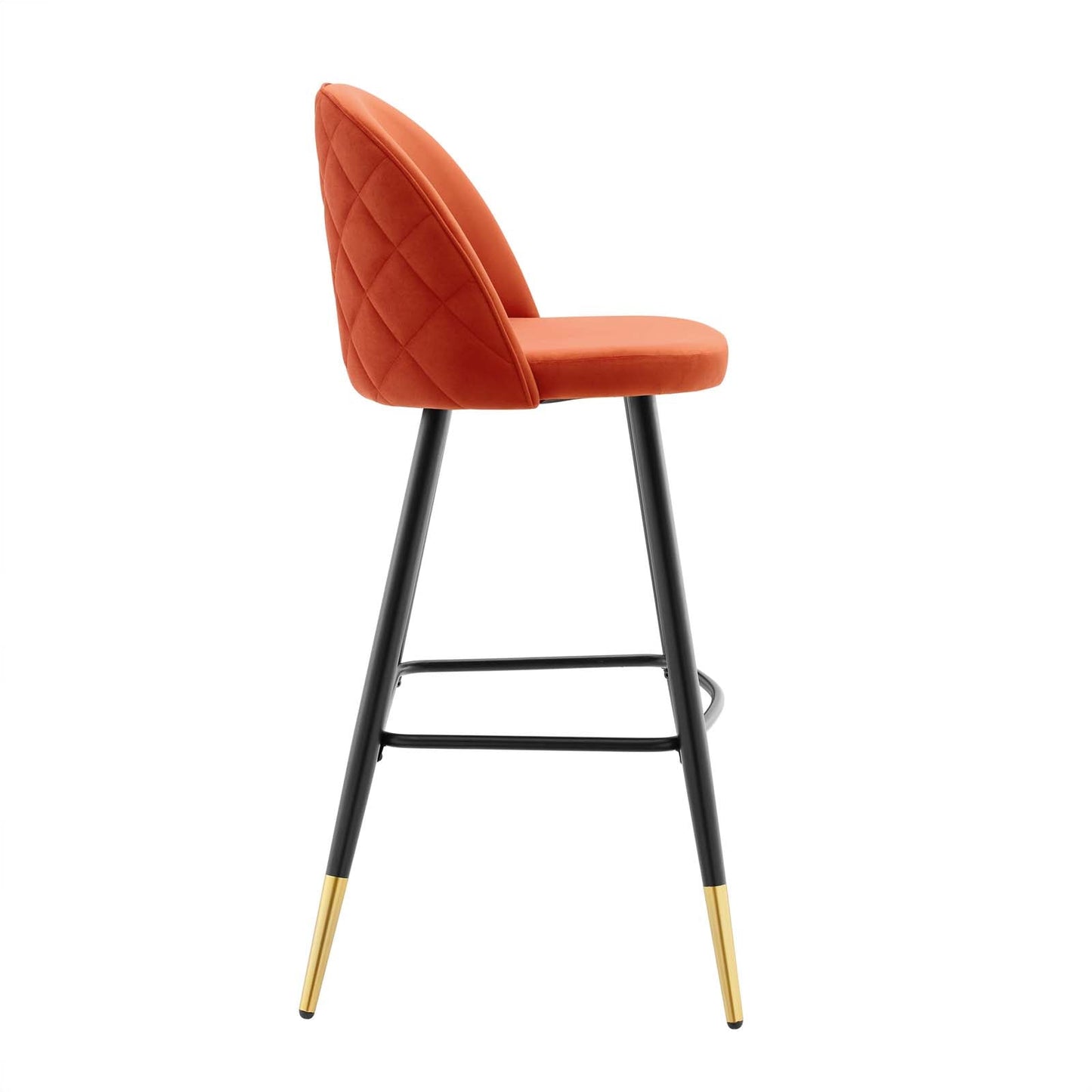 Cordial Performance Velvet Bar Stools - Set of 2 Orange EEI-4527-ORA