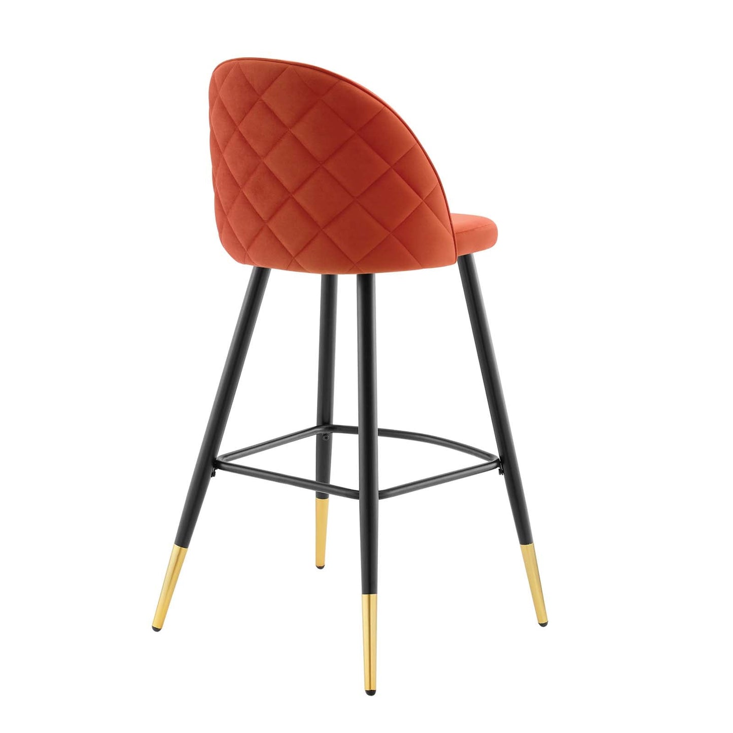 Cordial Performance Velvet Bar Stools - Set of 2 Orange EEI-4527-ORA