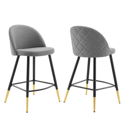 Cordial Fabric Counter Stools - Set of 2 Light Gray EEI-4528-LGR