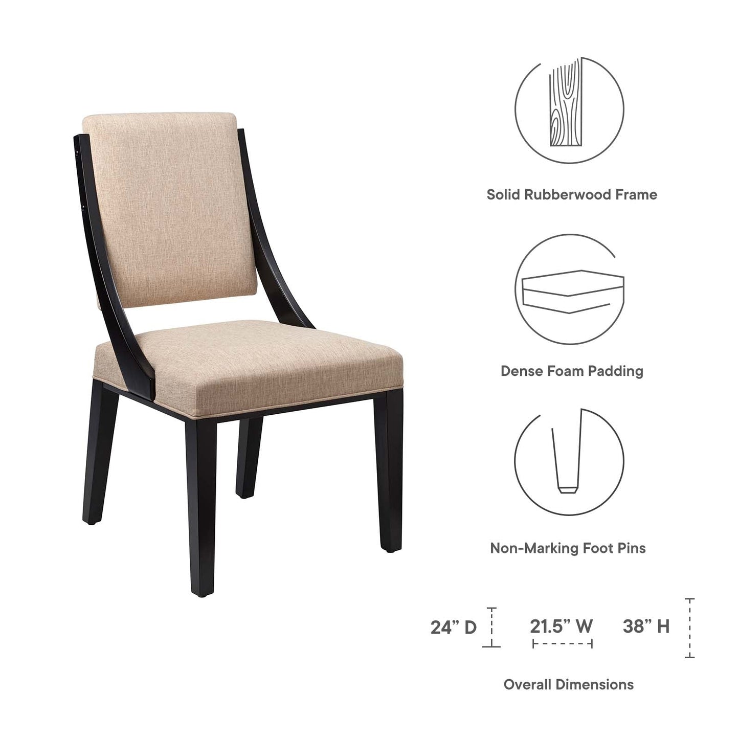 Cambridge Upholstered Fabric Dining Chairs - Set of 2 Beige EEI-4553-BEI