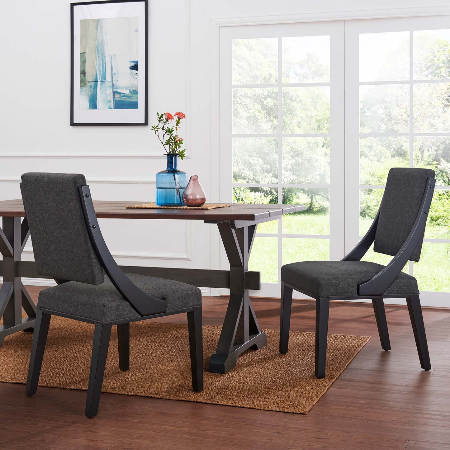 Cambridge Upholstered Fabric Dining Chairs - Set of 2 Gray EEI-4553-GRY