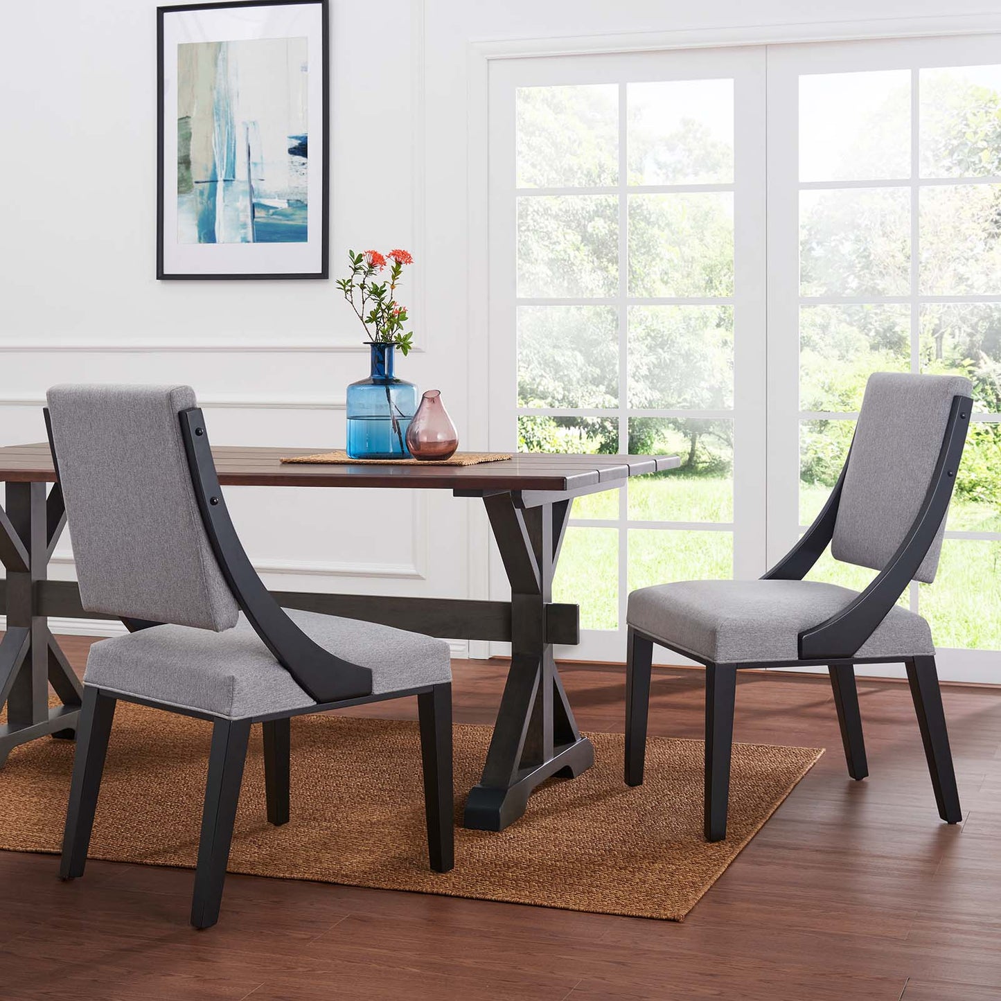 Cambridge Upholstered Fabric Dining Chairs - Set of 2 Light Gray EEI-4553-LGR