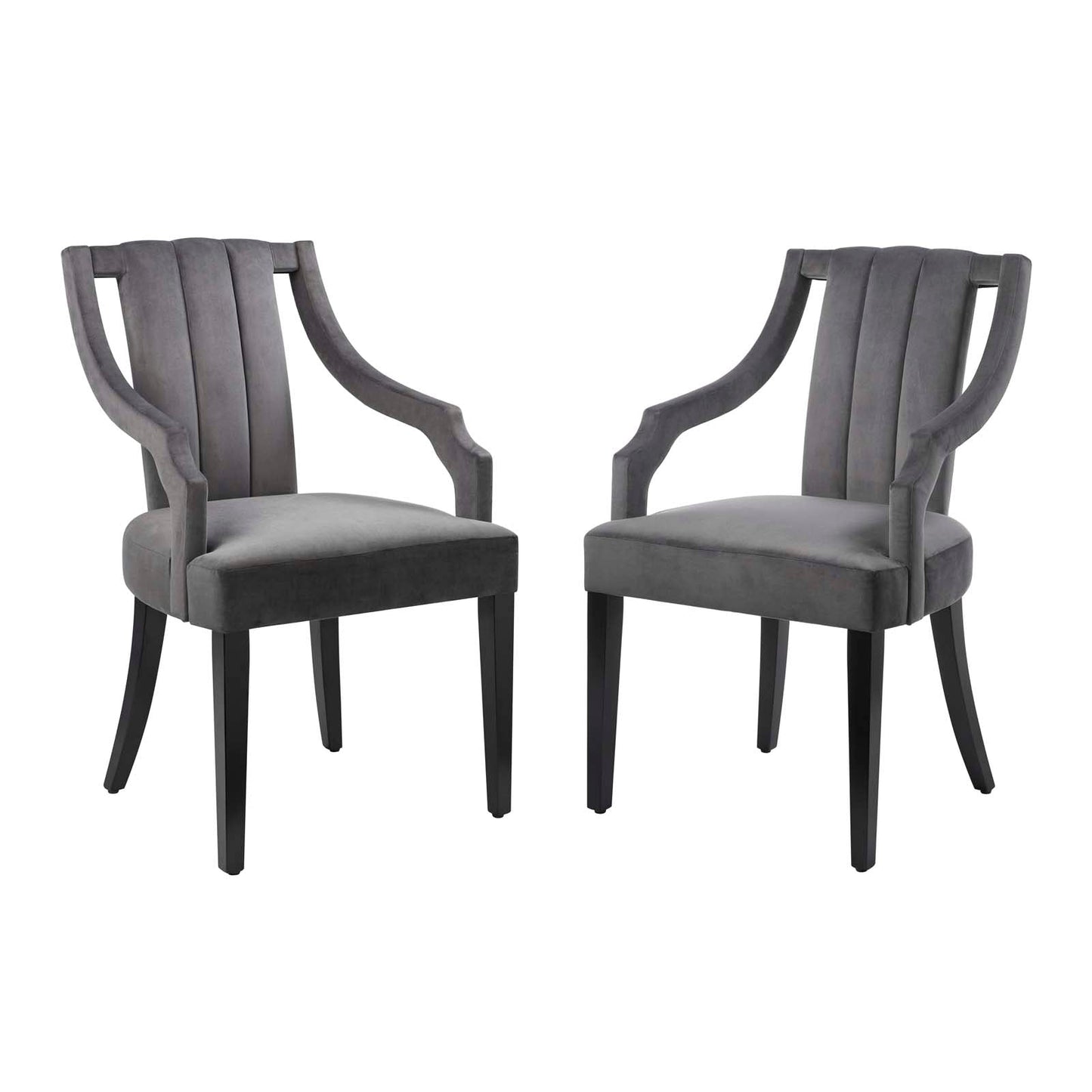 Virtue Performance Velvet Dining Chairs - Set of 2 Gray EEI-4554-GRY