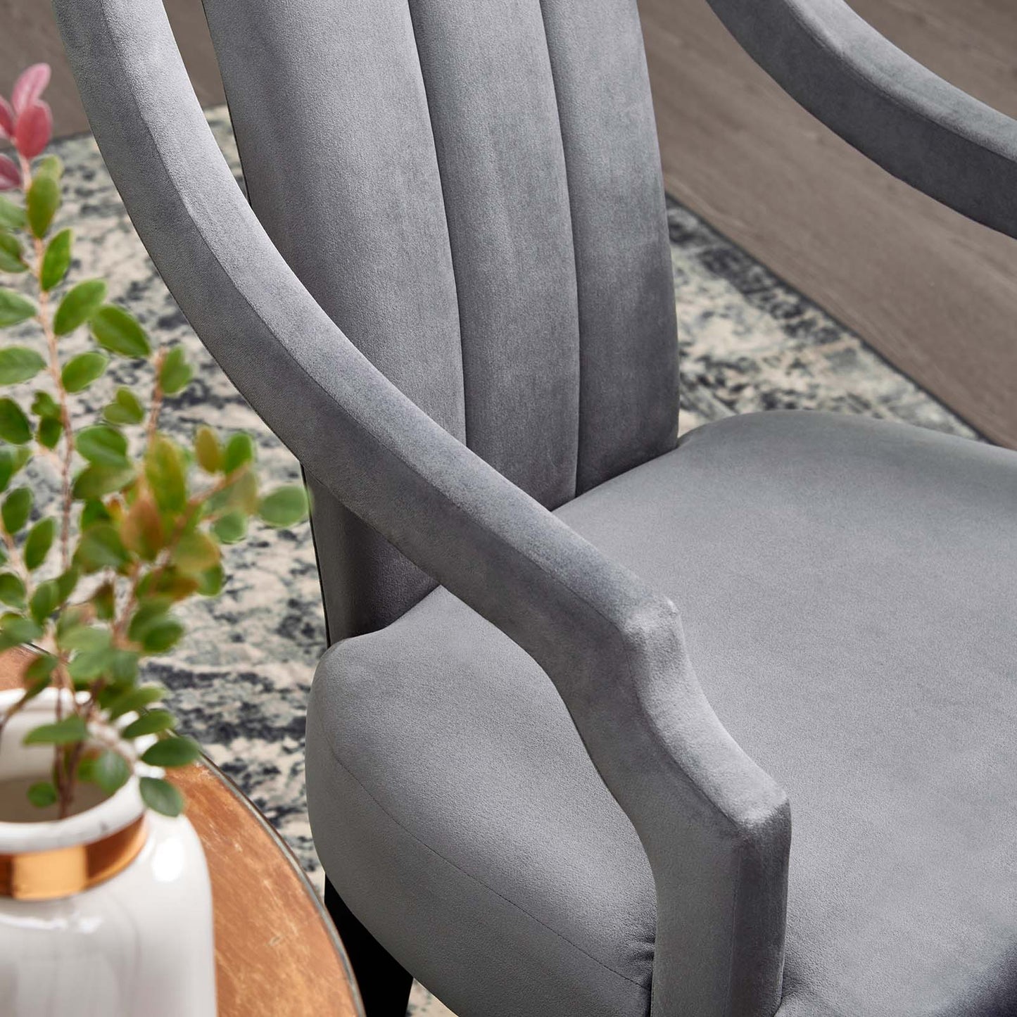 Virtue Performance Velvet Dining Chairs - Set of 2 Gray EEI-4554-GRY