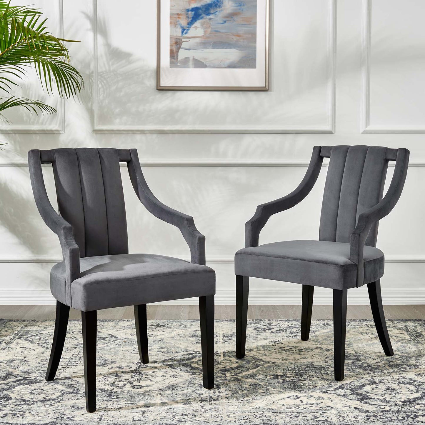 Virtue Performance Velvet Dining Chairs - Set of 2 Gray EEI-4554-GRY