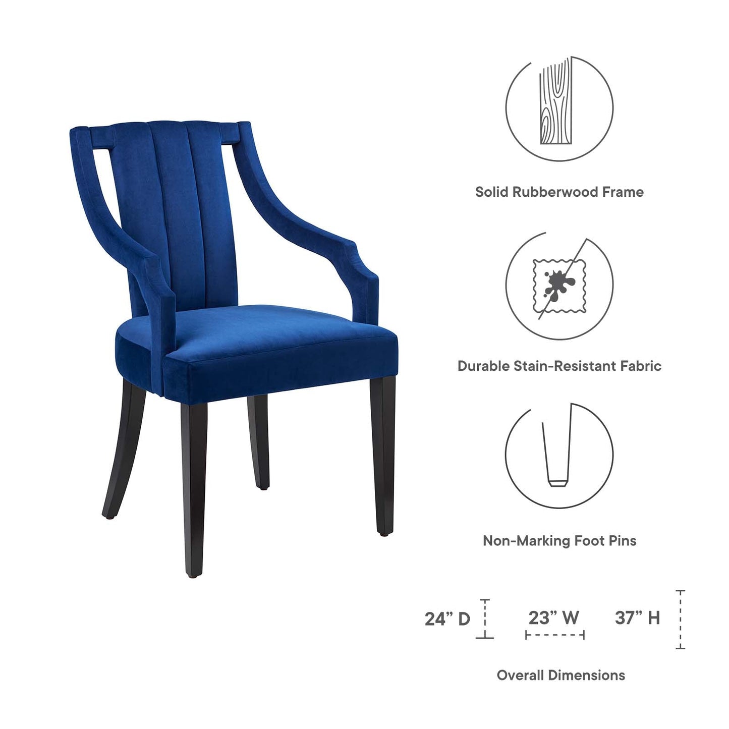 Virtue Performance Velvet Dining Chairs - Set of 2 Navy EEI-4554-NAV