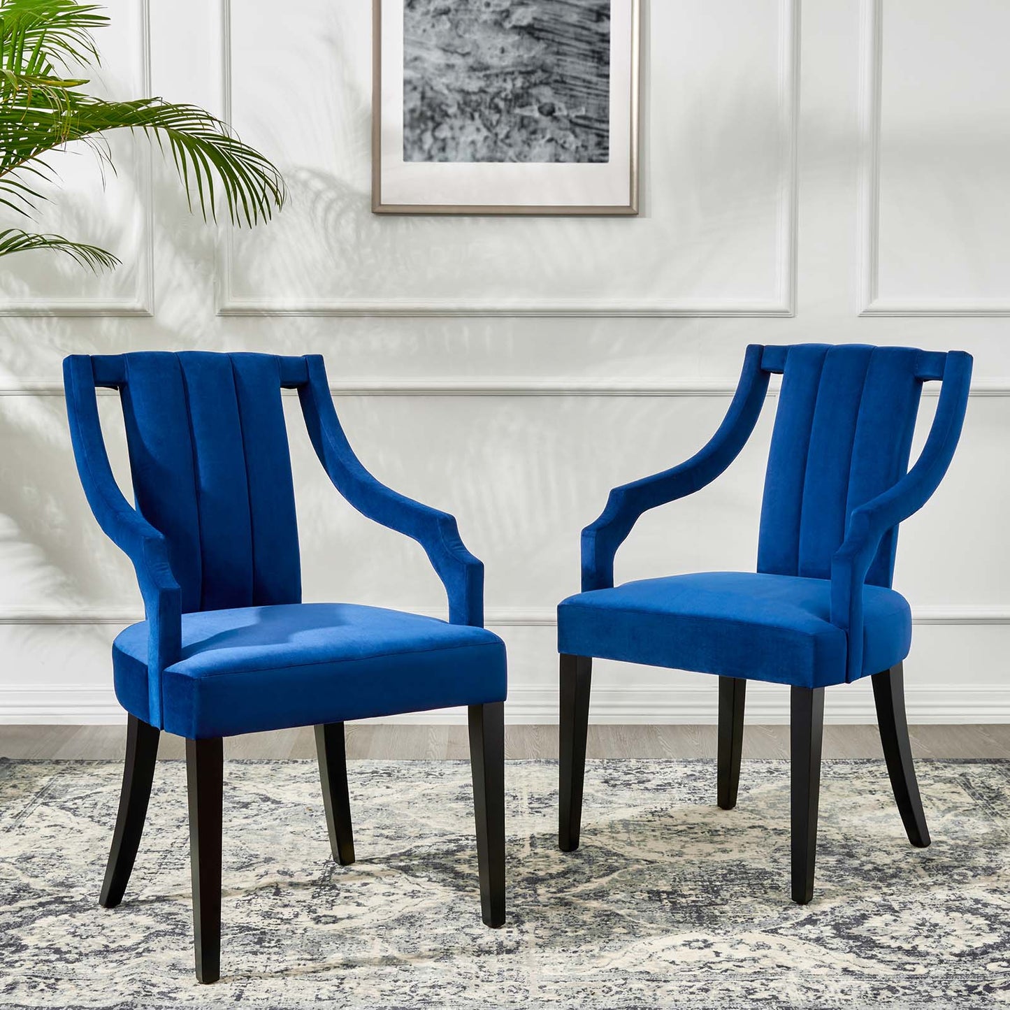 Virtue Performance Velvet Dining Chairs - Set of 2 Navy EEI-4554-NAV