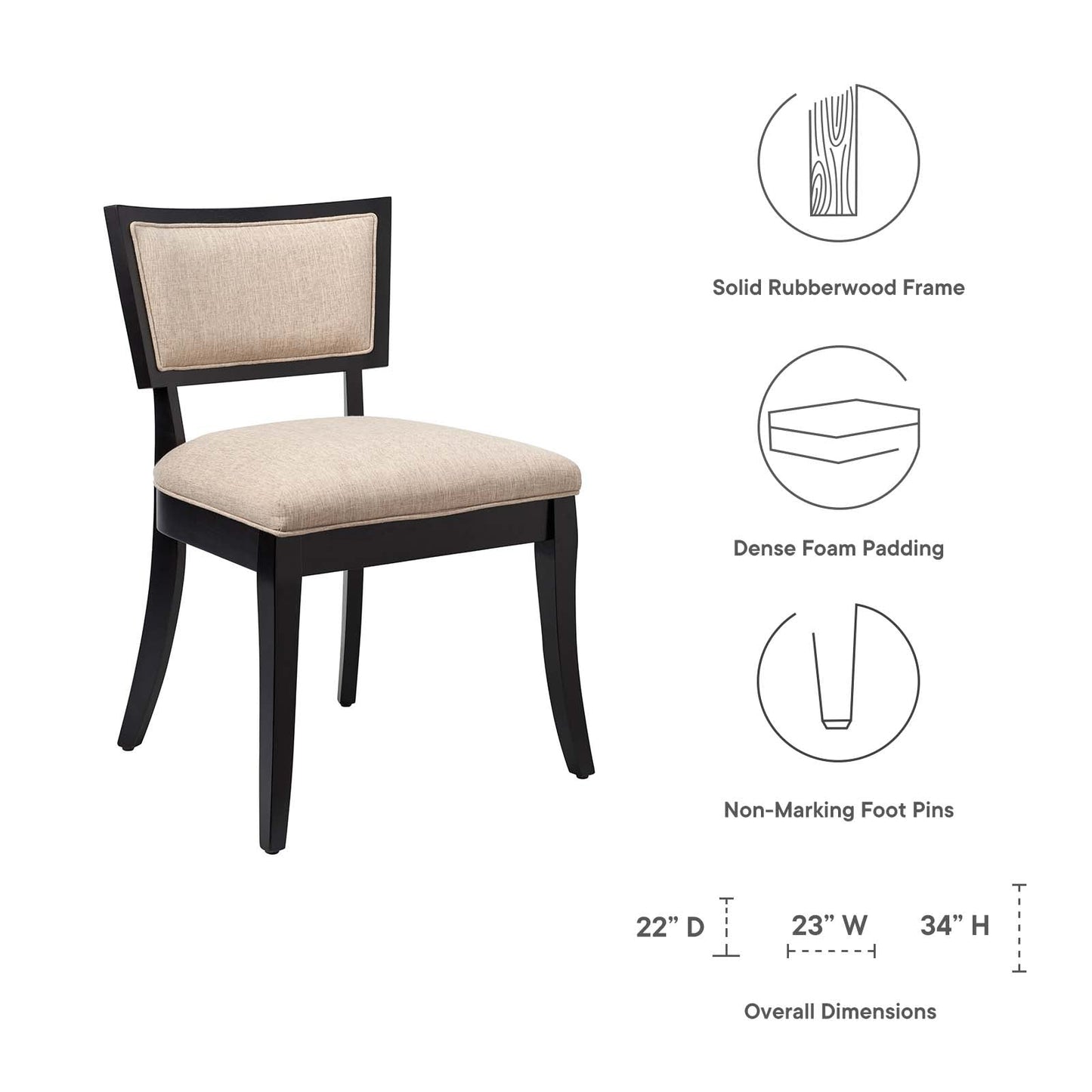 Pristine Upholstered Fabric Dining Chairs - Set of 2 Beige EEI-4557-BEI