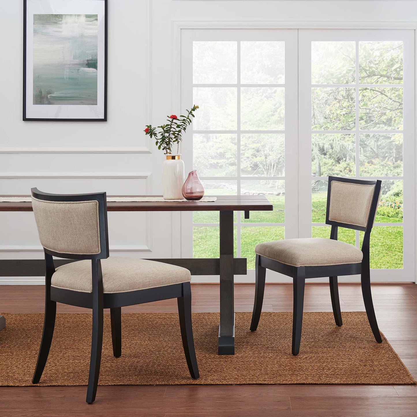 Pristine Upholstered Fabric Dining Chairs - Set of 2 Beige EEI-4557-BEI