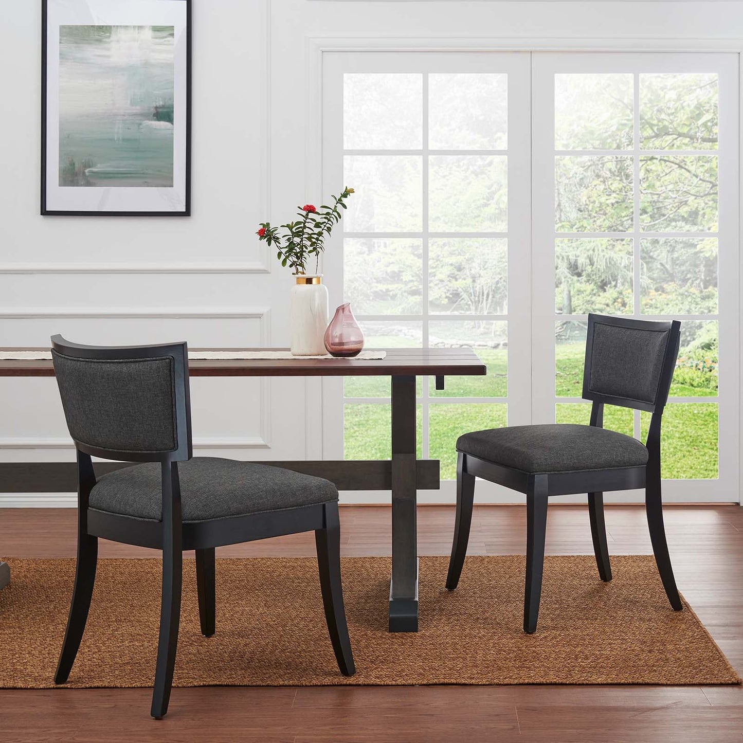 Pristine Upholstered Fabric Dining Chairs - Set of 2 Gray EEI-4557-GRY