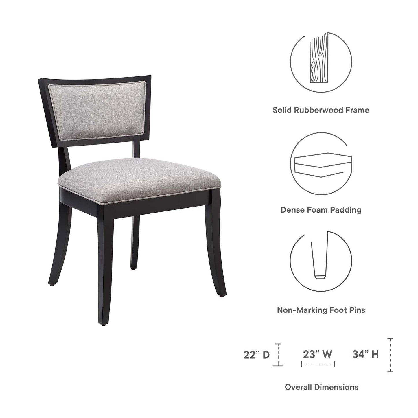 Pristine Upholstered Fabric Dining Chairs - Set of 2 Light Gray EEI-4557-LGR