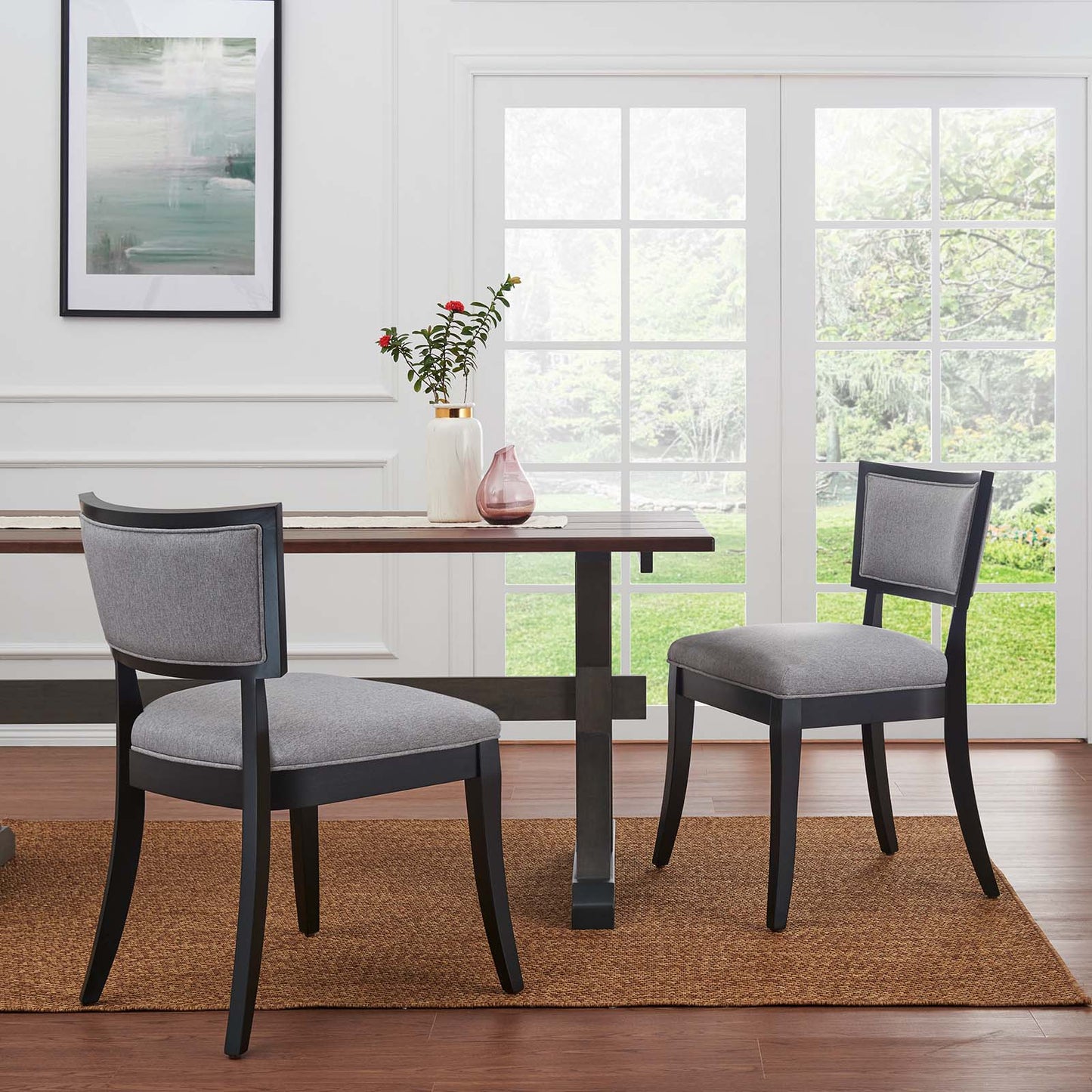 Pristine Upholstered Fabric Dining Chairs - Set of 2 Light Gray EEI-4557-LGR