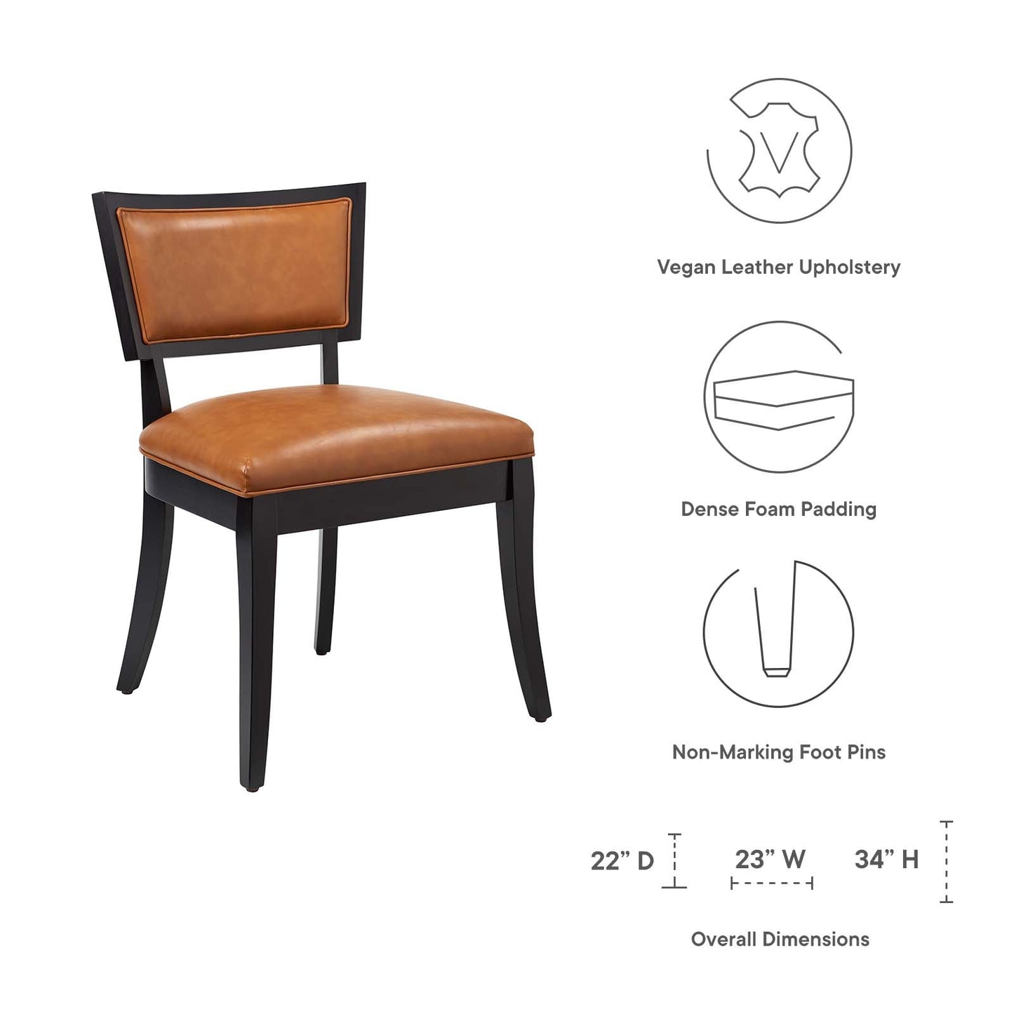 Pristine Vegan Leather Dining Chairs - Set of 2 Tan EEI-4558-TAN