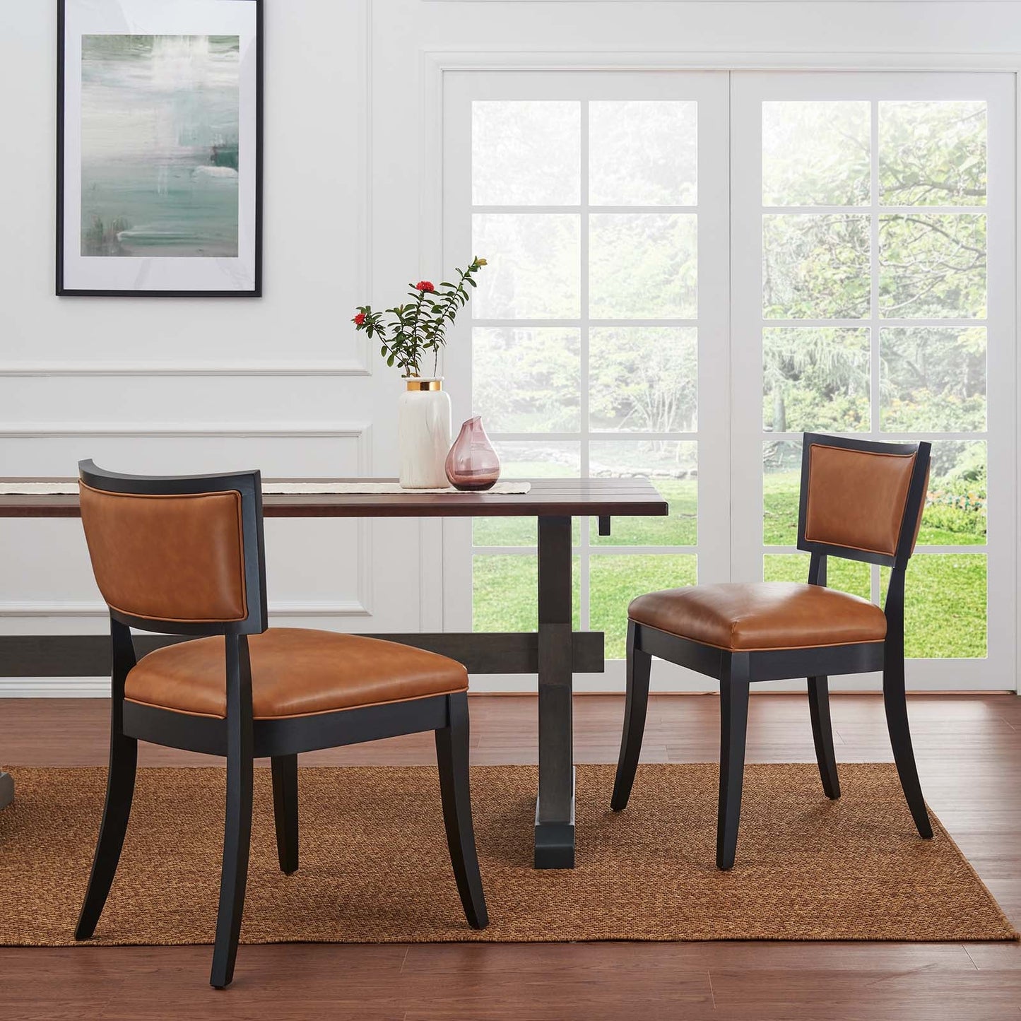 Pristine Vegan Leather Dining Chairs - Set of 2 Tan EEI-4558-TAN