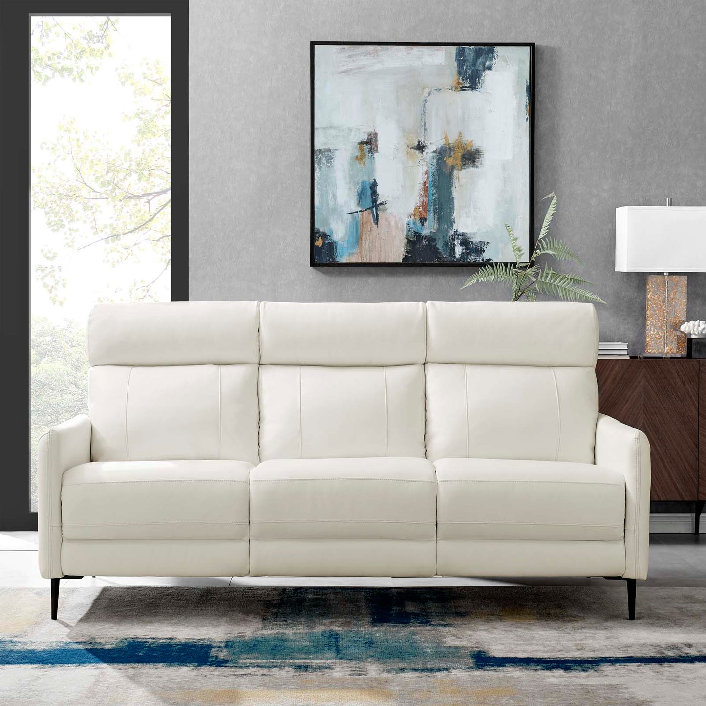 Huxley Leather Sofa White EEI-4561-WHI