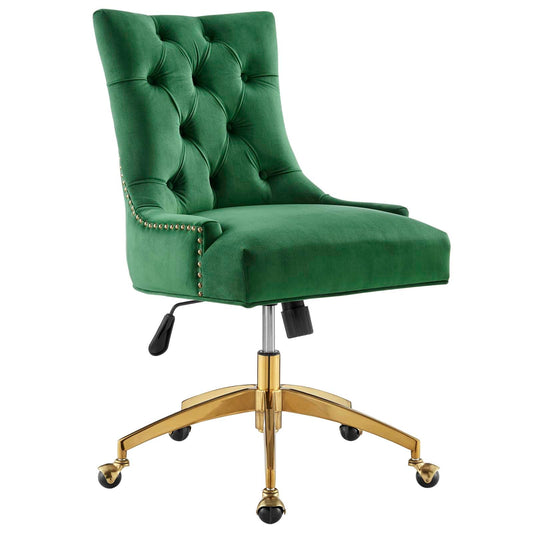 Regent Tufted Performance Velvet Office Chair Gold Emerald EEI-4571-GLD-EME