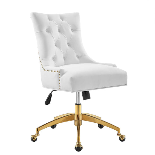 Regent Tufted Performance Velvet Office Chair Gold White EEI-4571-GLD-WHI