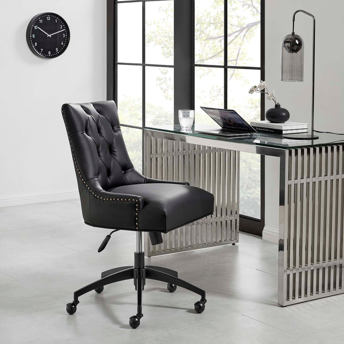 Regent Tufted Vegan Leather Office Chair Black Black EEI-4573-BLK-BLK