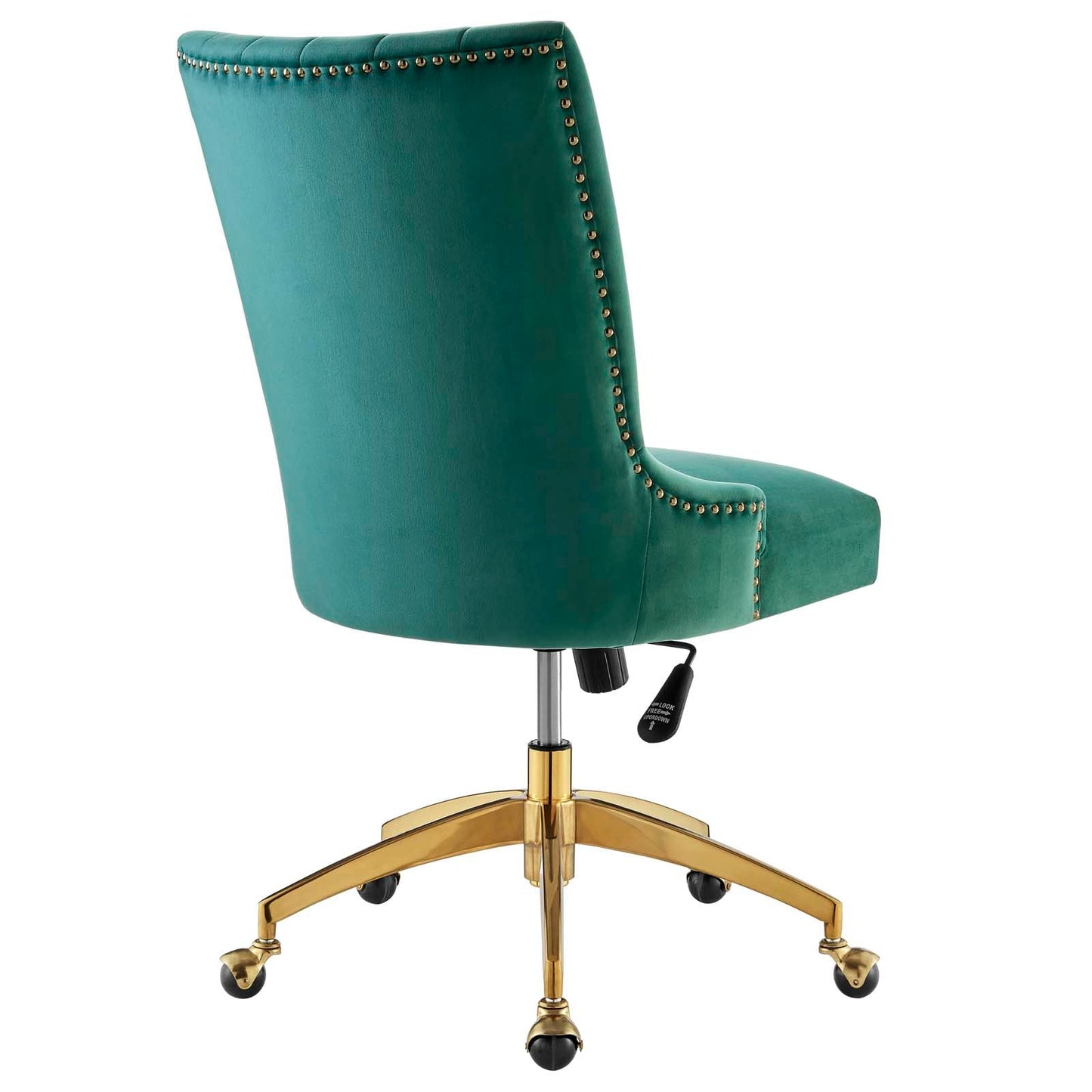 Empower Channel Tufted Performance Velvet Office Chair Gold Teal EEI-4575-GLD-TEA