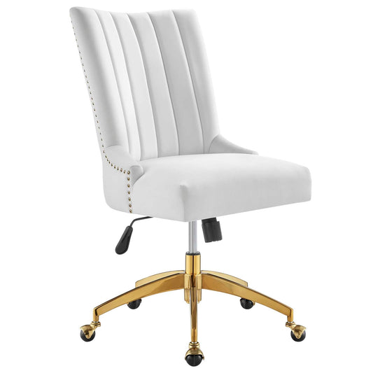 Empower Channel Tufted Performance Velvet Office Chair Gold White EEI-4575-GLD-WHI