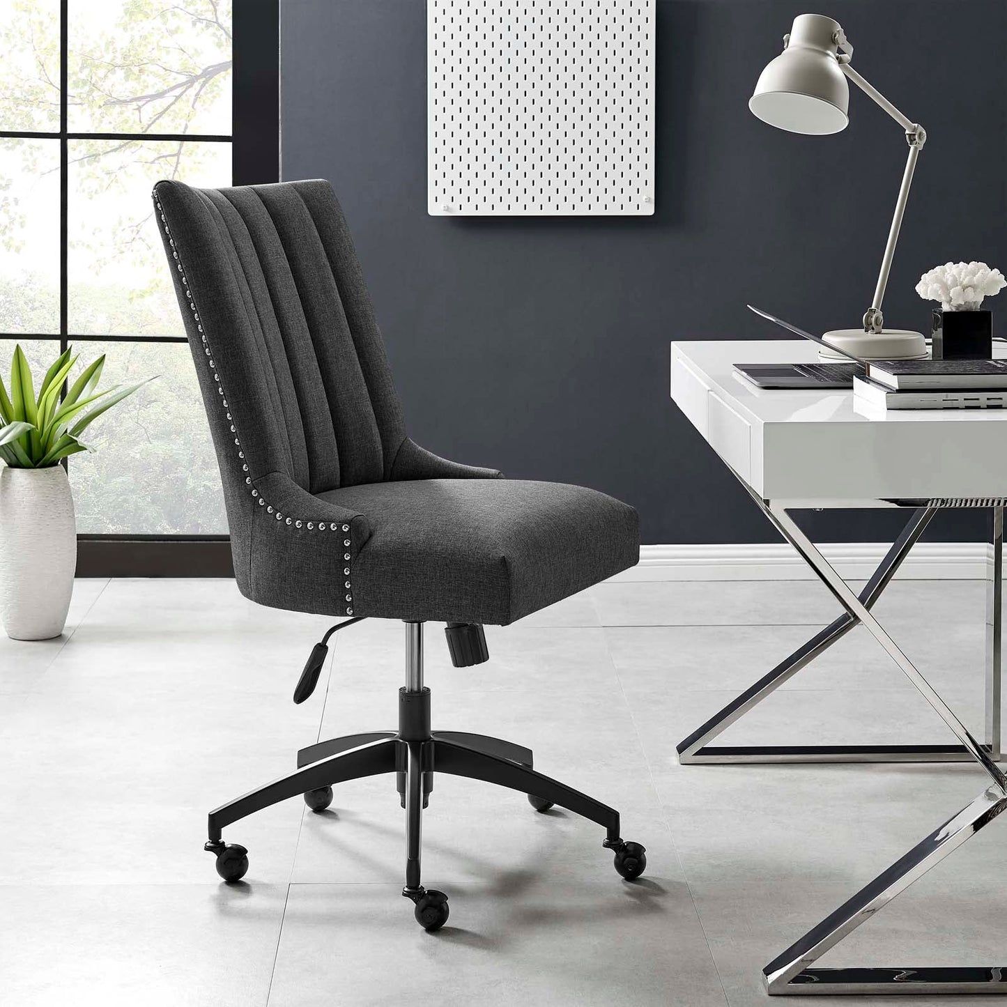 Empower Channel Tufted Fabric Office Chair Black Gray EEI-4576-BLK-GRY