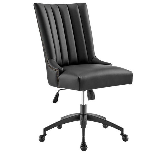 Empower Channel Tufted Vegan Leather Office Chair Black Black EEI-4577-BLK-BLK