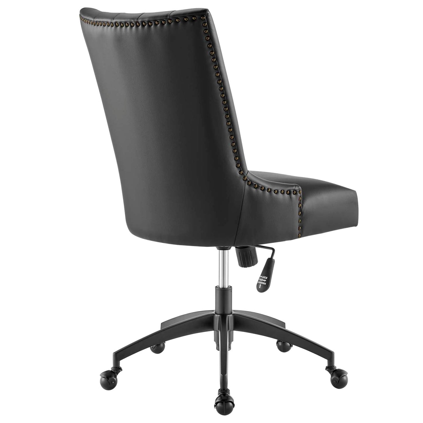 Empower Channel Tufted Vegan Leather Office Chair Black Black EEI-4577-BLK-BLK