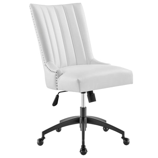 Empower Channel Tufted Vegan Leather Office Chair Black White EEI-4577-BLK-WHI