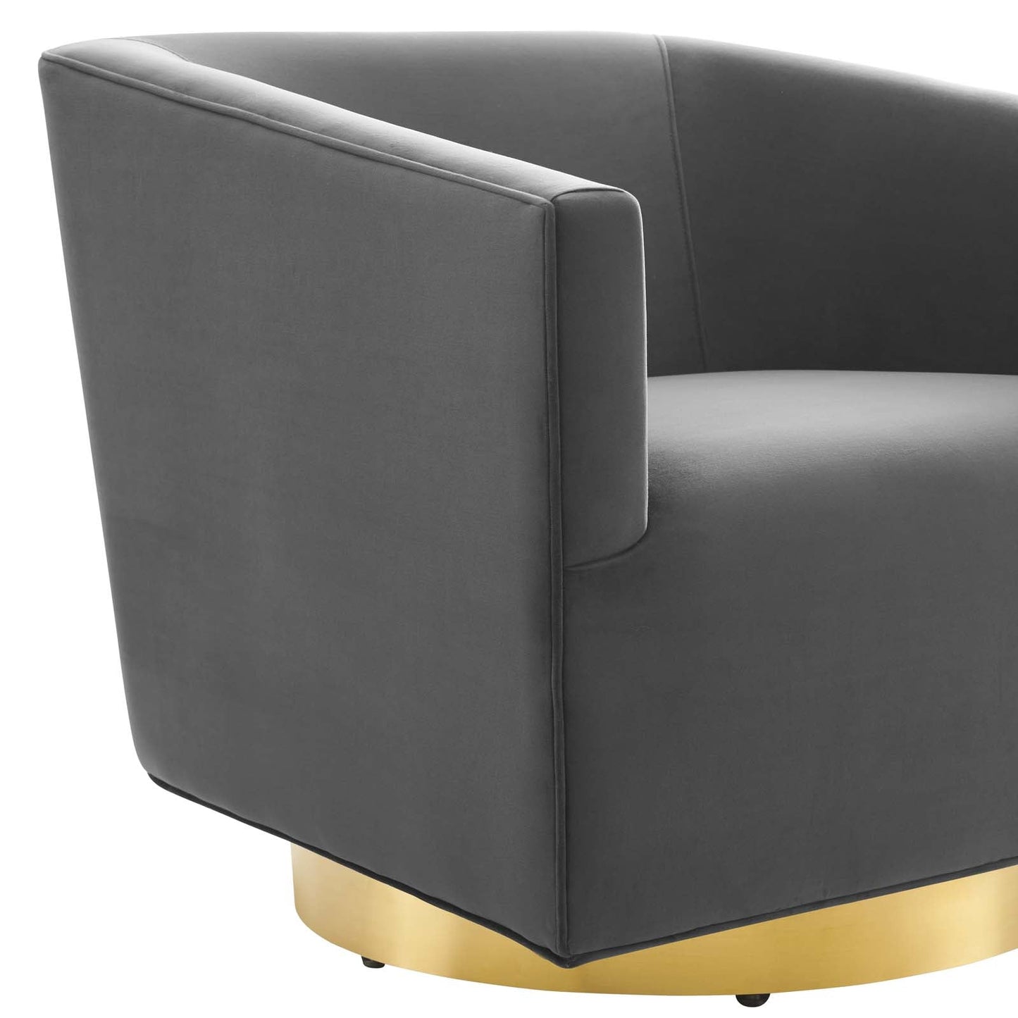 Twist Accent Lounge Performance Velvet Swivel Chair Gold Charcoal EEI-4626-GLD-CHA